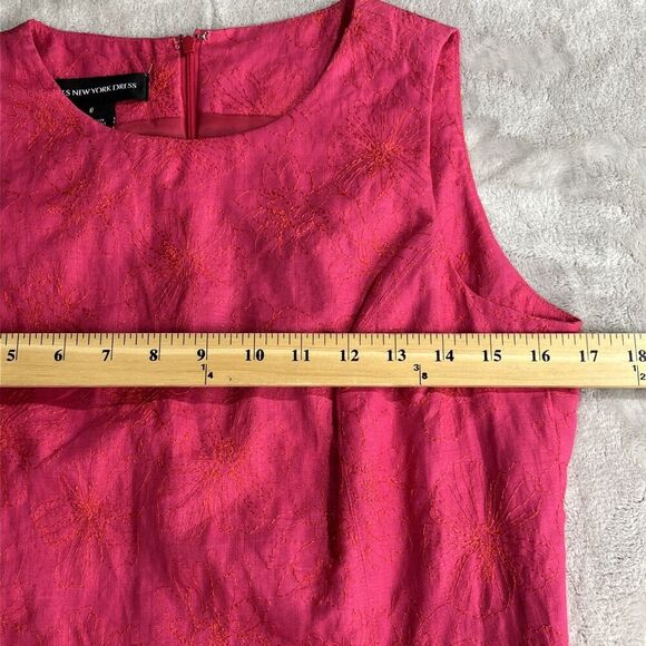 New Jones New York Sleeveless Sheath Linen Fuchsia Pink Dress Womens 8 Floral - Picture 13 of 16